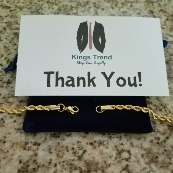 NEW! 4mm Mens 18K Gold Plated Rope Chain - Picture 2 of 6